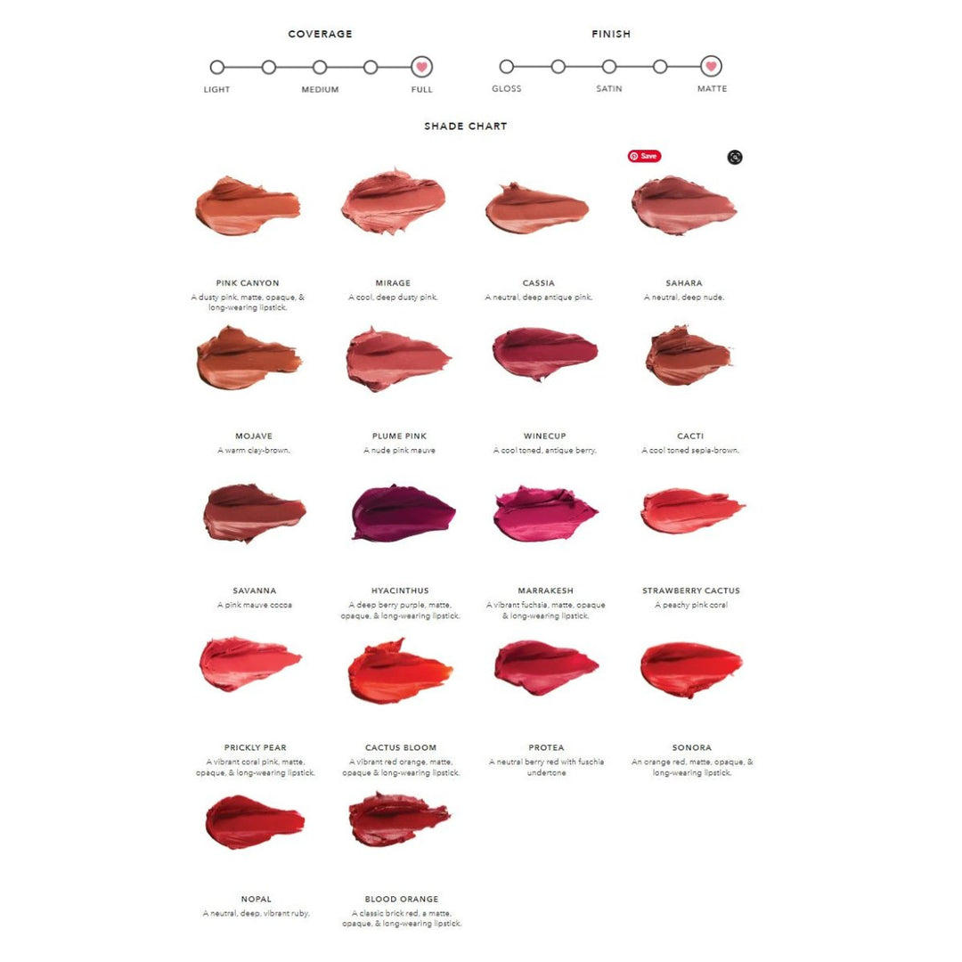 Fruit Pigmented Cocoa Butter Matte Lipstick Shade Chart