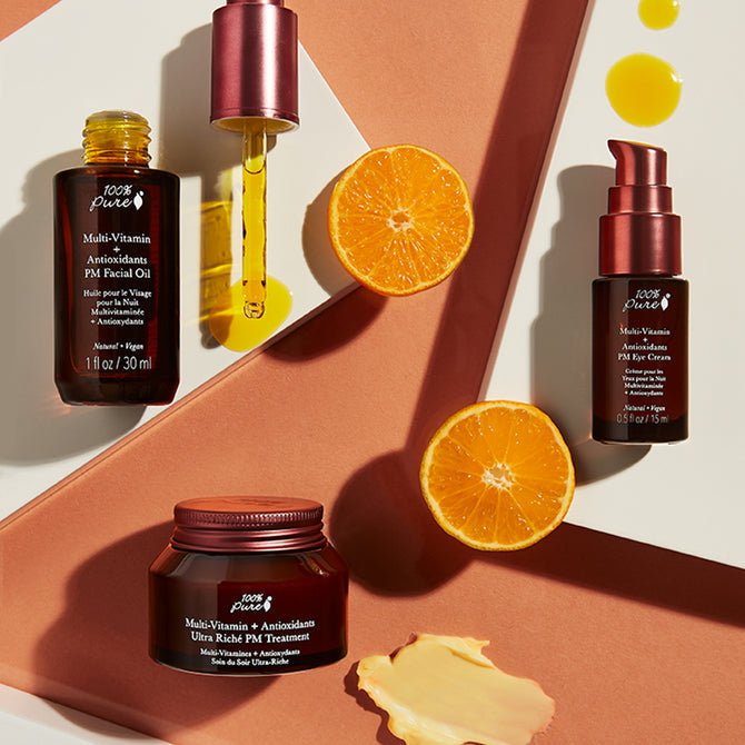 100% Pure Multi-Vitamin + Antioxidants Ultra Riché PM Treatment Still Life