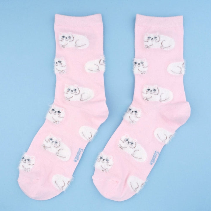 Coucou Suzette Persian Cat Socks - Produktbild blauer Hintergrund