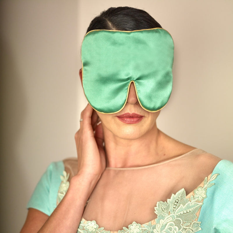 Deluxe Silk Eye Mask One Strap Jade Model