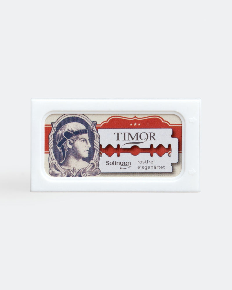 Giesen & Forsthoff Timor® Rasierhobel 1920 mit langem Edelstahlgriff - Timor Rasierklingen Verpackung