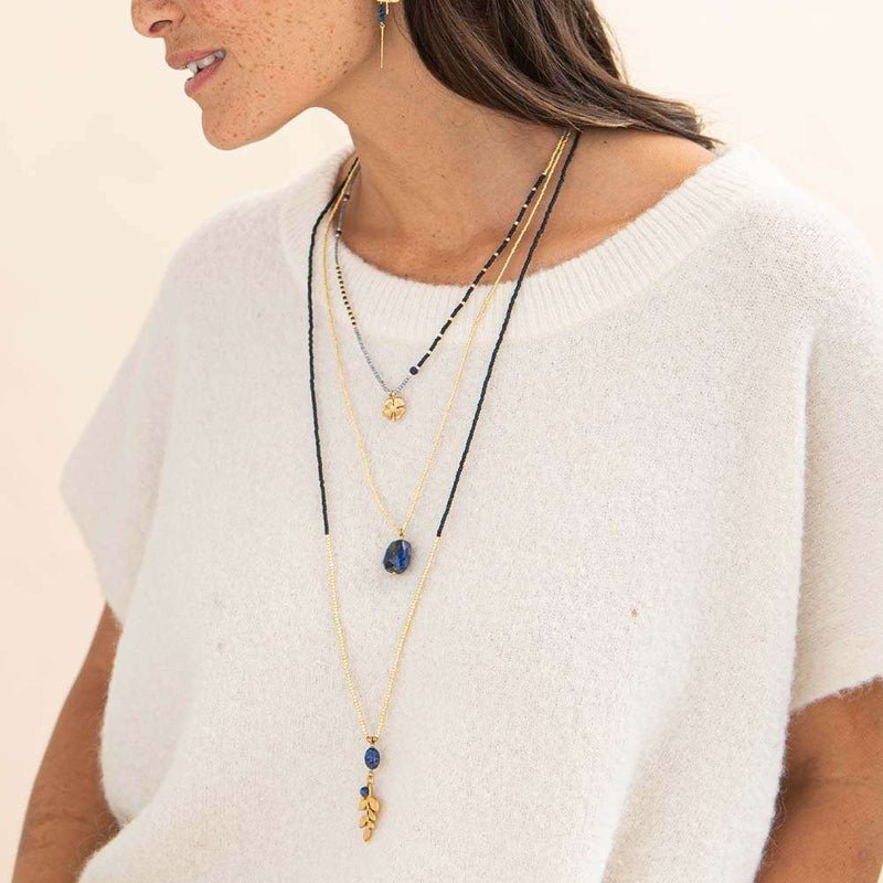 Calm Lapis Lazuli Gold Colored Necklace Model