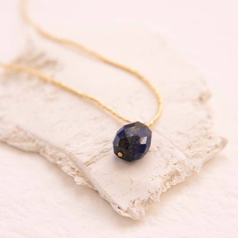 Calm Lapis Lazuli Gold Colored Necklace Still Life