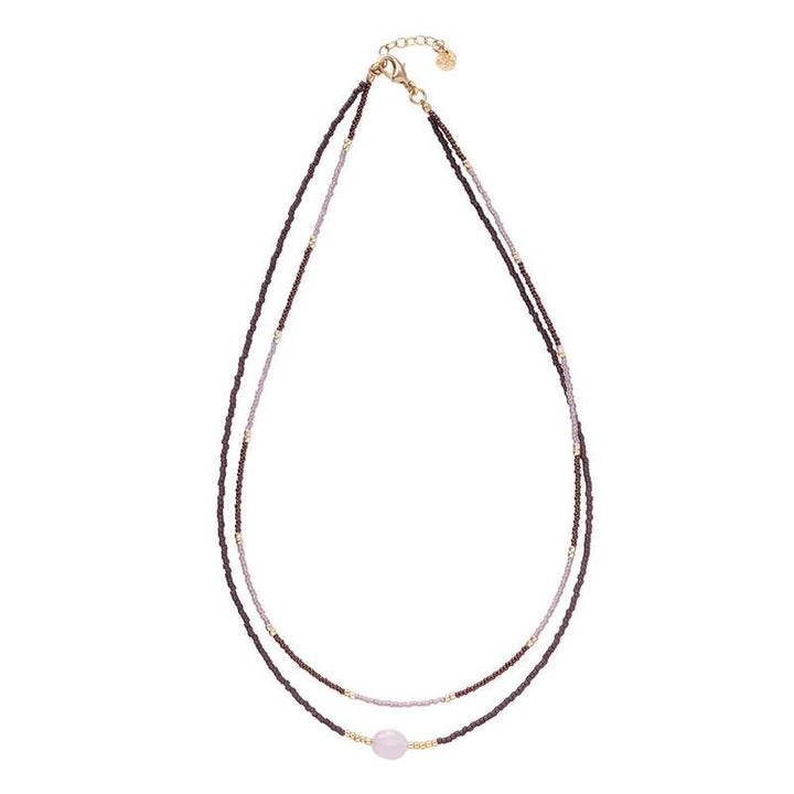 Devotion Rose Quartz Gold Colored Necklace