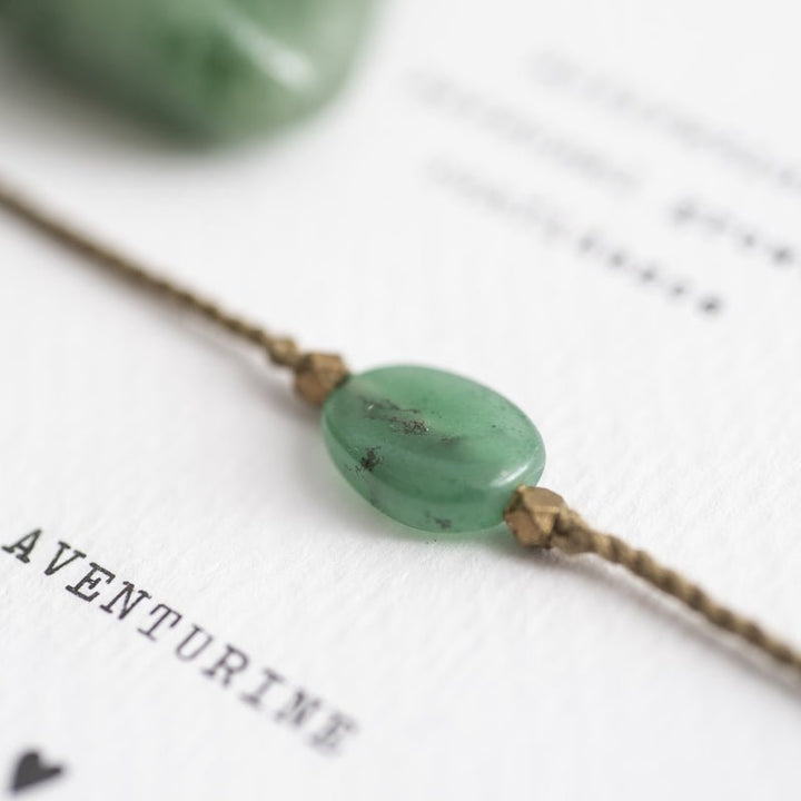 Gemstone Card Aventurine Gold Bracelet Mood 2