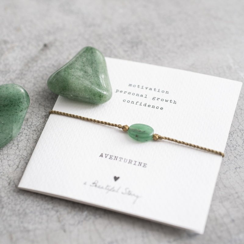 Gemstone Card Aventurine Gold Bracelet Mood