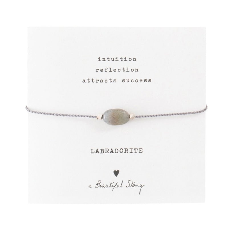 Gemstone Card Labradorite Silver Bracelet