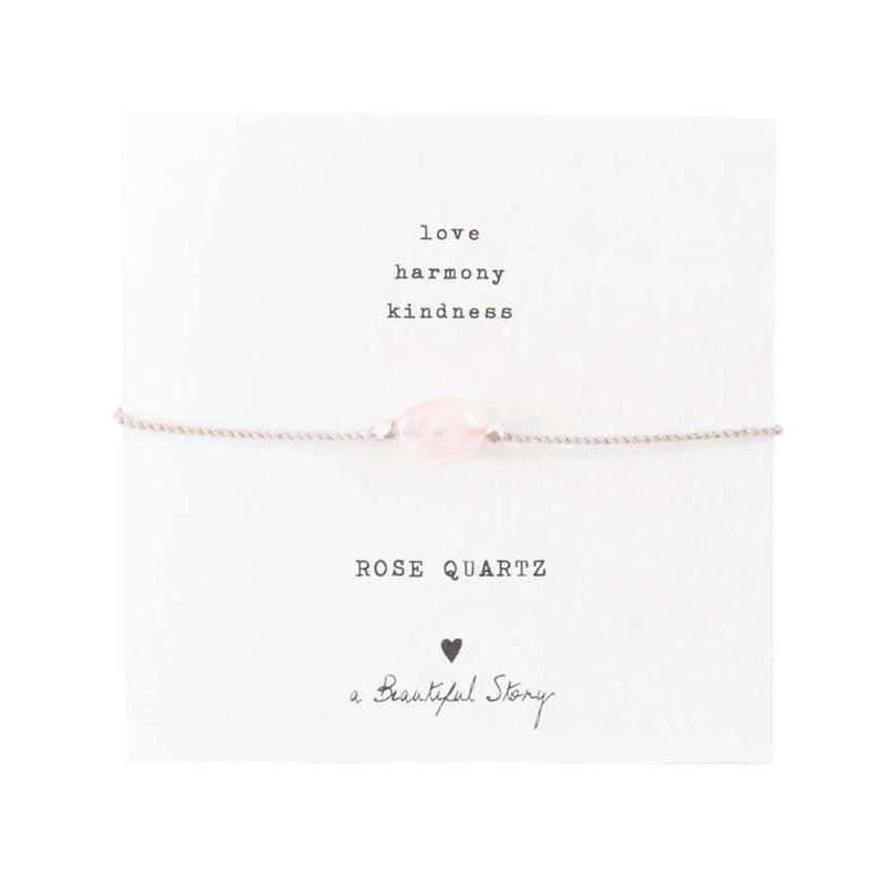 Gemstone Card Rose Quartz Silver Bracelet