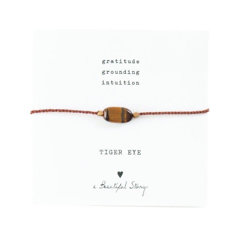 Gemstone Card Tiger Eye Gold Bracelet