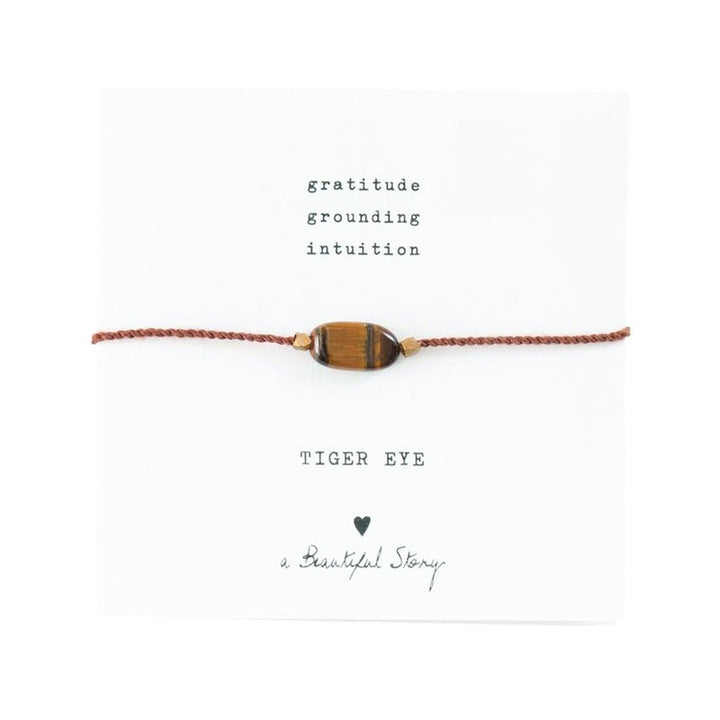 Gemstone Card Tiger Eye Gold Bracelet