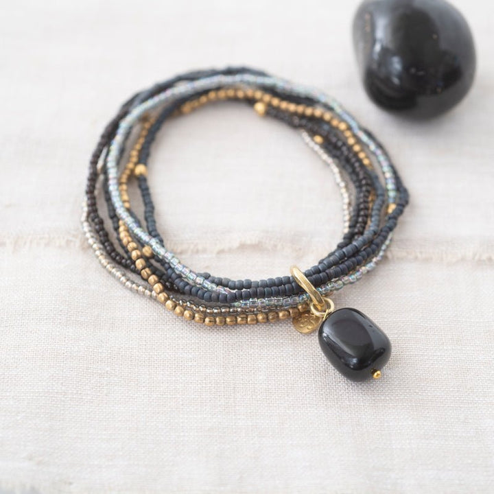 Nirmala Black Onyx Gold Colored Bracelet