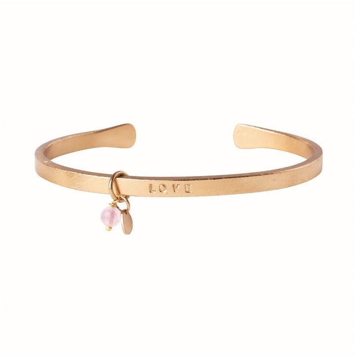 Pure Rose Quartz Gold Plated Bracelet