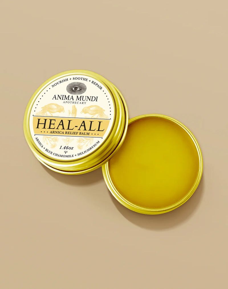 Anima Mundi Heal-All Arnica Relief Balm - Mock-up geöffnete Dose