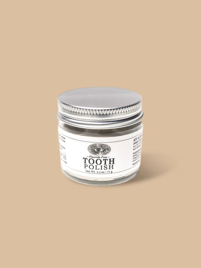 Vegan Tooth Polish: Fluoride Free - beige background