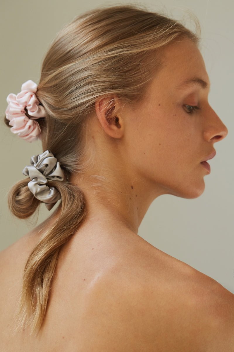 Silk Scrunchie Blush Pink Model