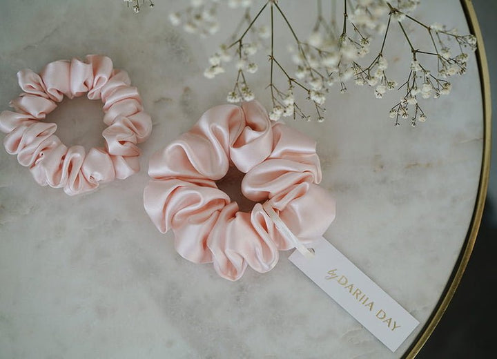 Silk Scrunchie Blush Pink Small and Medium