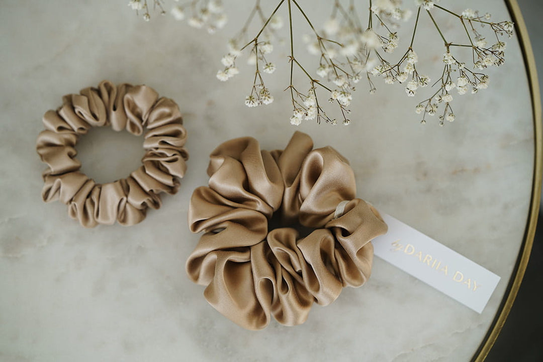 Silk Scrunchie French Beige Small And Medium