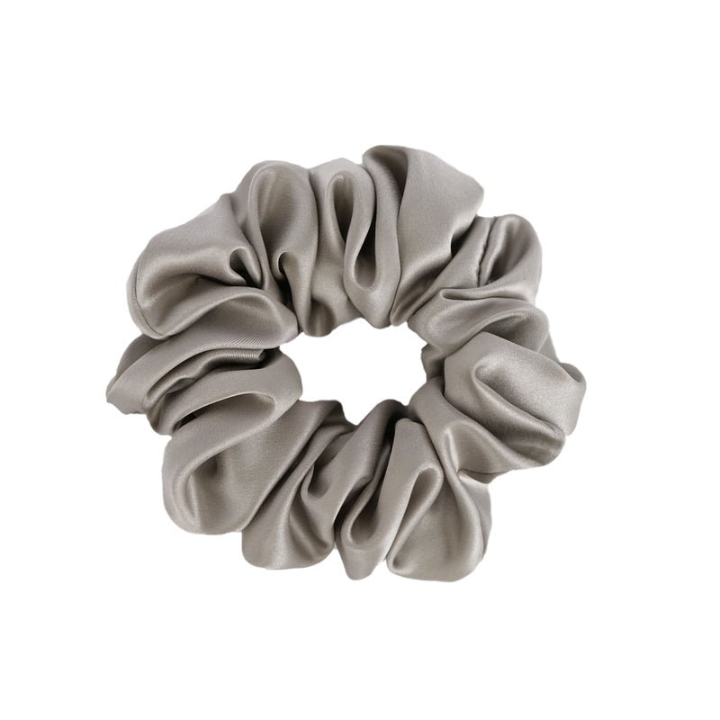 Silk Scrunchie Silver Grey Medium