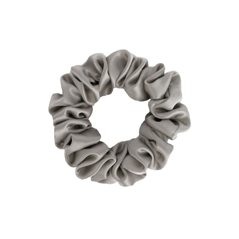 Silk Scrunchie Silver Grey Small