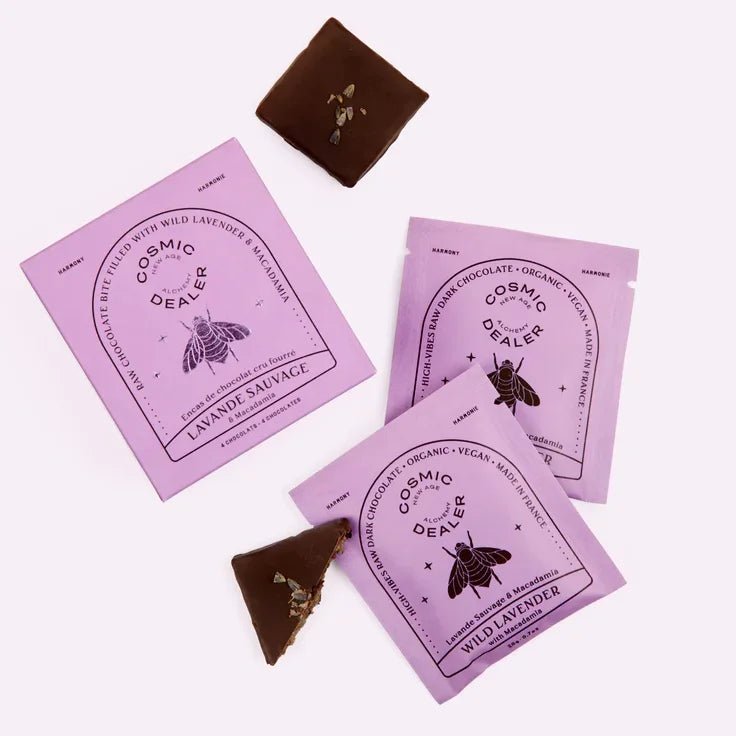 Box of 4 Chakra Chocolates Wild Lavender & Macadamia - single packaging