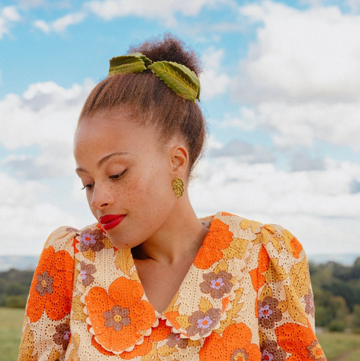 Coucou Suzette Leaf Earrings - Model Mood