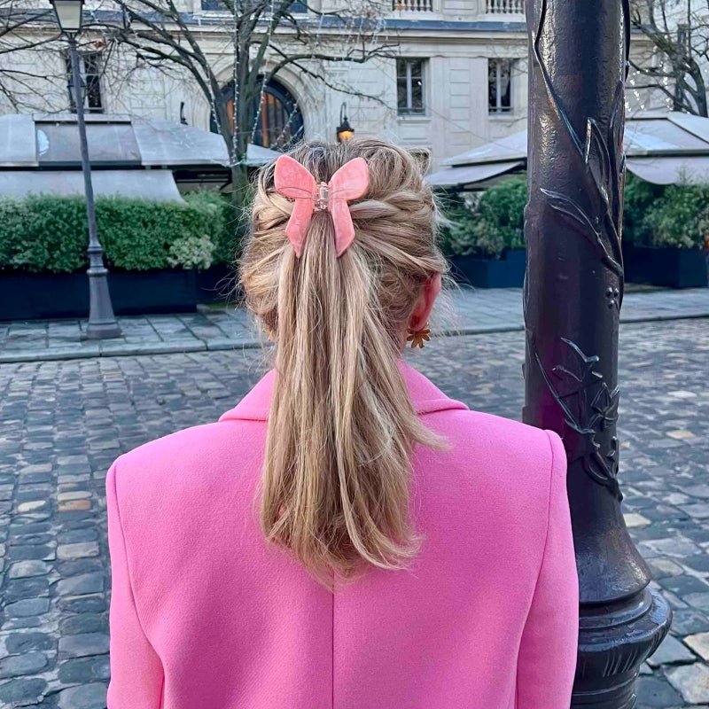 Coucou Suzette Pink Bow Hair Claw - Mood Model