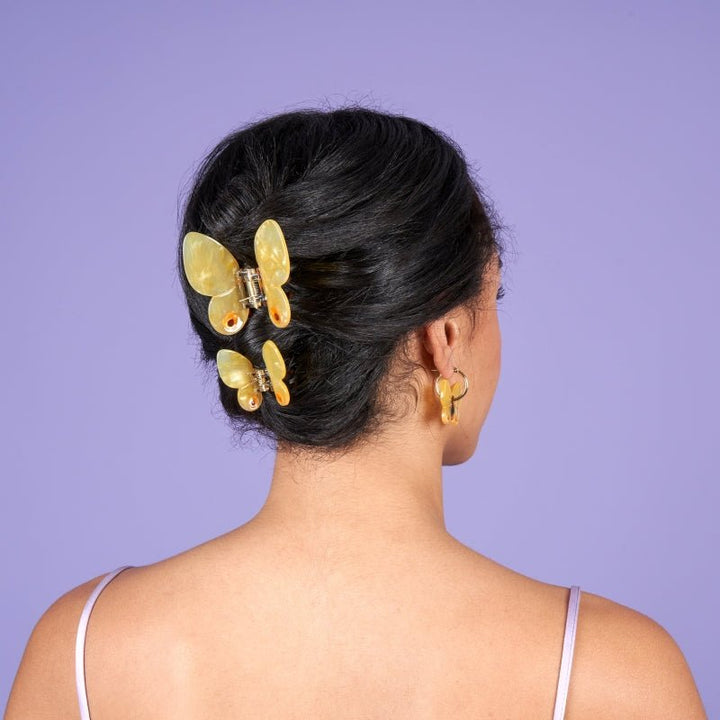 Coucou Suzette Yellow Butterfly Mini Hair Claw - Model 1