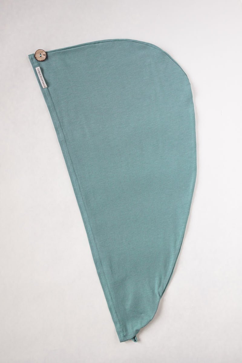 Bambus Turban Handtuch mit Knopf | Mint Grün Flat