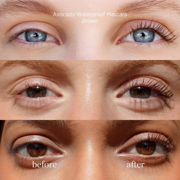 Avocado Waterproof Mascara Brown Before After