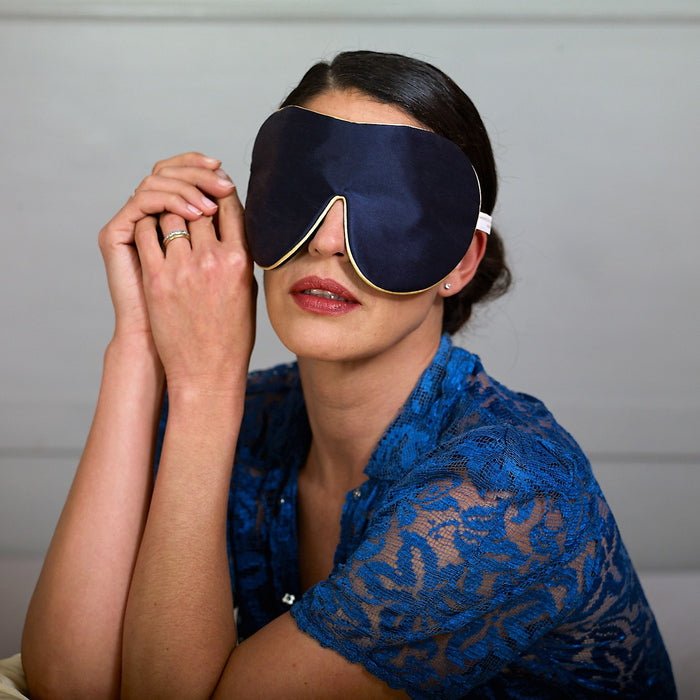 Pure Mulberry Silk Lavender Eye Mask Model Image