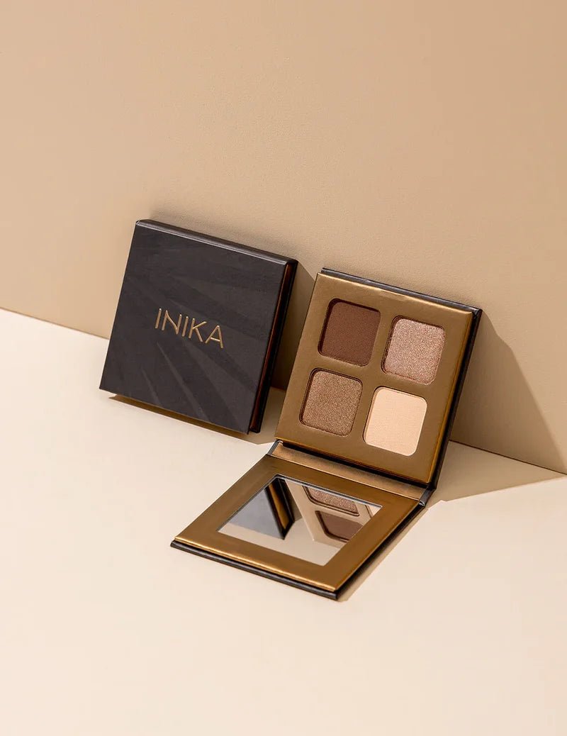 INIKA Organic Quad Eyeshadow Palette Wind - offene und geschlossene Palette