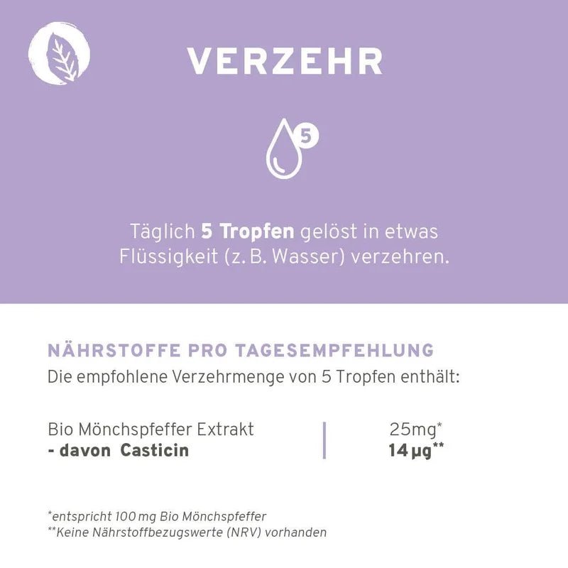 InnoNature Bio Mönchspfeffer Tropfen - Verzehrempfehlung