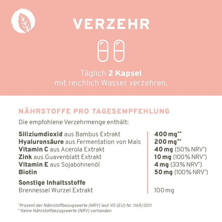 Haut-Haare-Nägel Kapseln Verzehrempfehlung