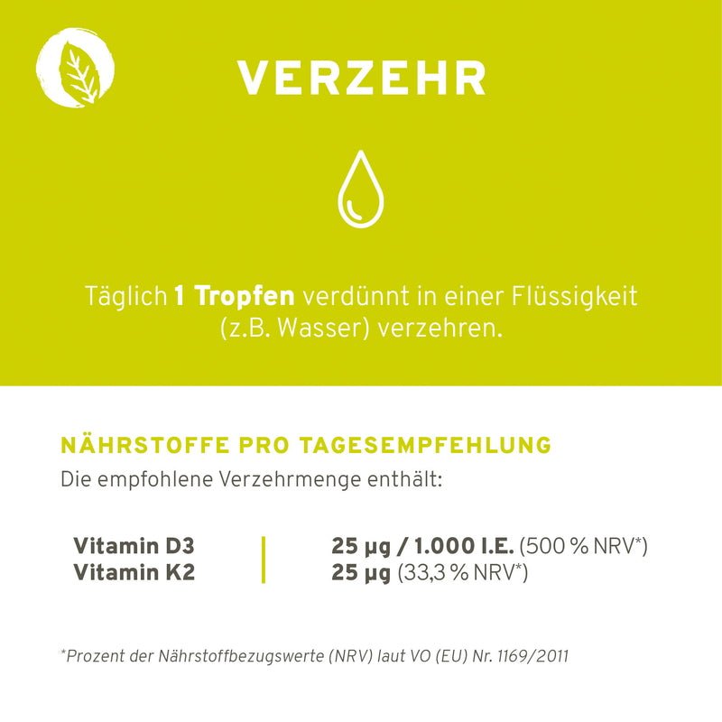 Innonature Vitamin D3 + K2 Tropfen - Verzehrempfehlung