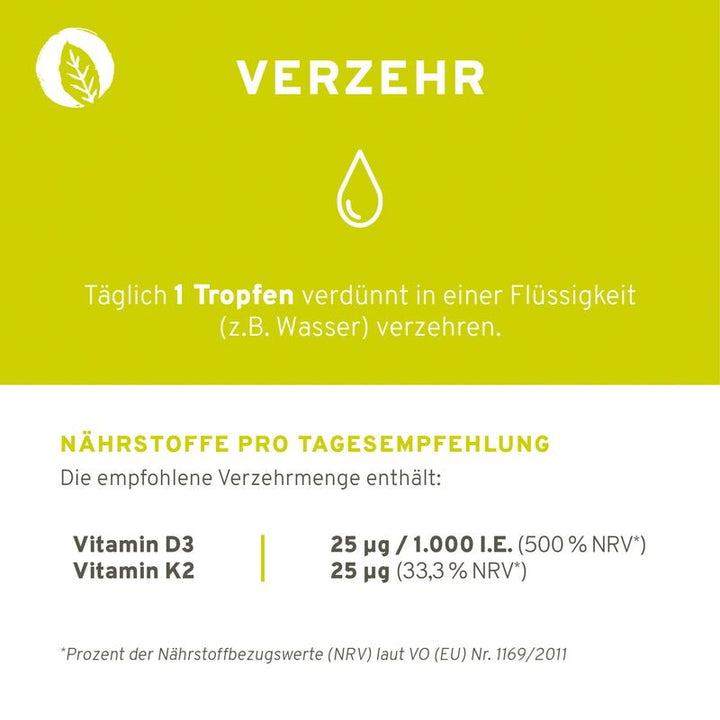 Innonature Vitamin D3 + K2 Tropfen - Verzehrempfehlung