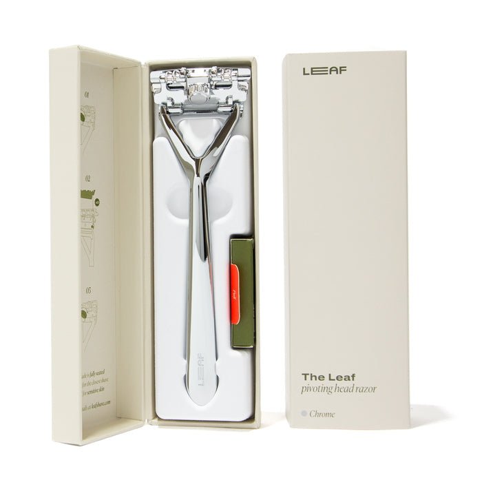 The Leaf Razor Kit Chrome Packaging