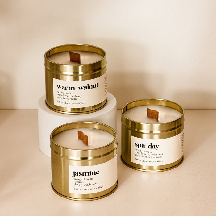 Jasmine Botanische Duftkerze Mit Holzdocht Gruppe