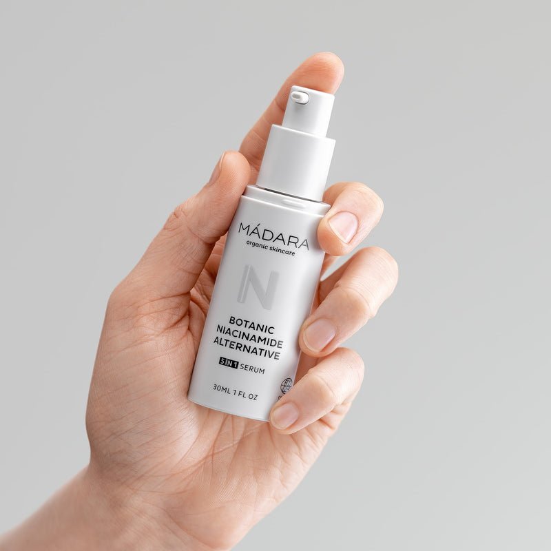 Mádara Botanic Niacinamide Alternative 5-in-1 Serum in hand