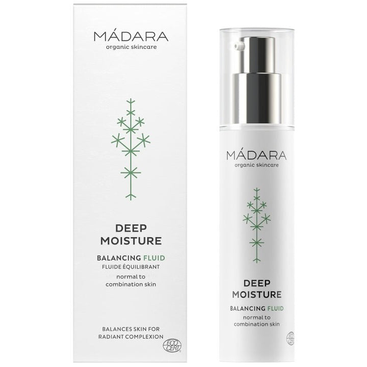 Mádara Deep Moisture Balancing Fluid - Flasche mit Verpackung