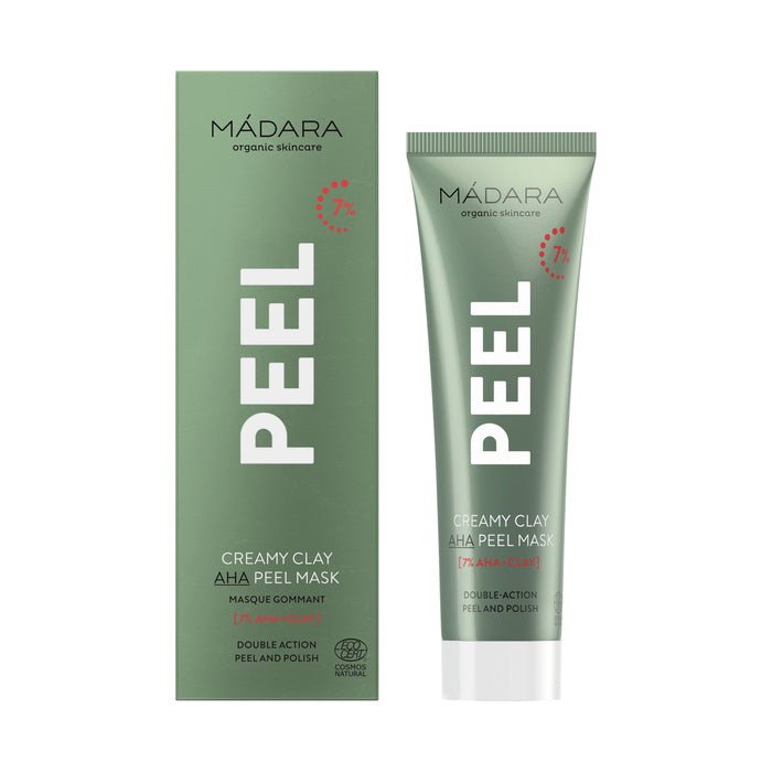 Mádara PEEL Creamy Clay AHA Peel Mask - with packaging