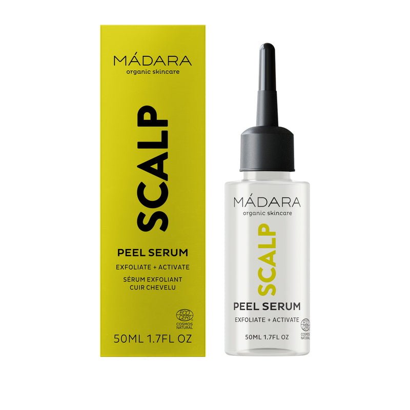 MÁDARA Cosmetics Scalp Peel Serum - Flasche mit Verpackung