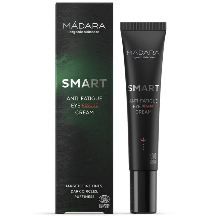 Mádara Smart Anti-Fatigue Eye Rescue Cream - Tube und Verpackung