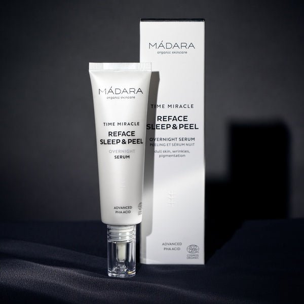 Mádara Time Miracle Reface Sleep & Peel Overnight Serum - before dark background