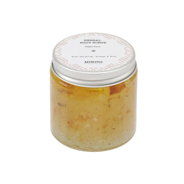 Mirins Copenhagen Body Scrub Happiness - Rose Geranium, Orange & Mint 120 ml