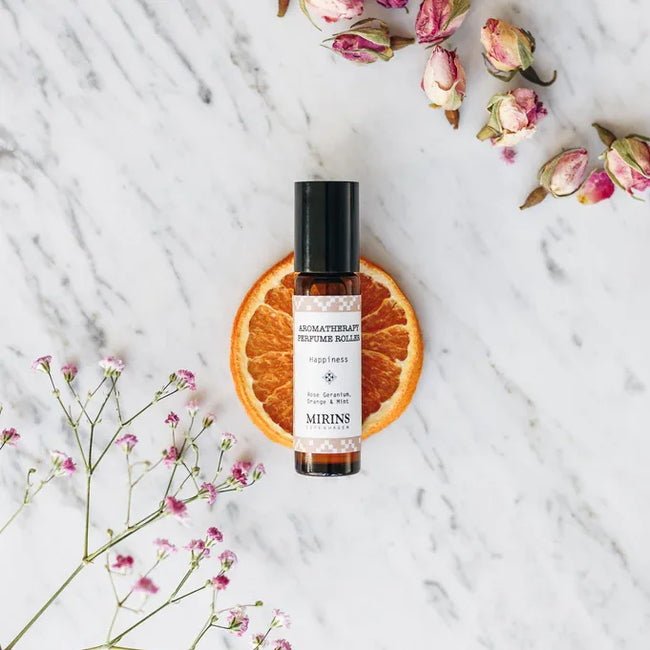 Perfume Roller Happiness - Rose Geranium, Orange & Mint - Mood Orange