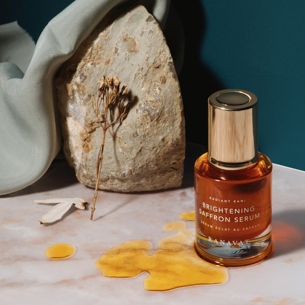 Ravanat Brightening Saffron Serum Radiant Rani - lifestyle with texture