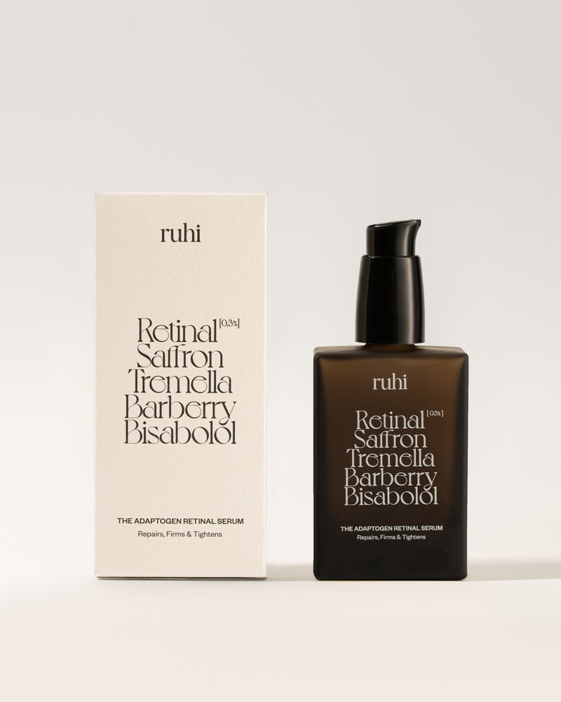 Ruhi The Adaptogen Retinal Serum 0,3% - Flasche mit Verpackung