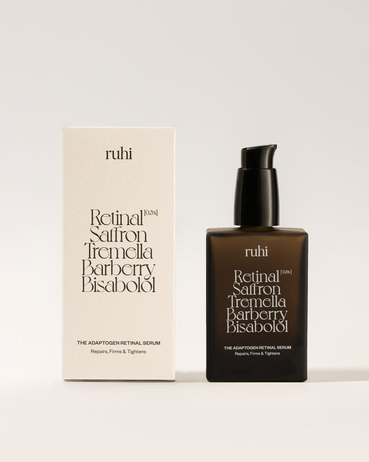 Ruhi The Adaptogen Retinal Serum 0,3% - Flasche mit Verpackung