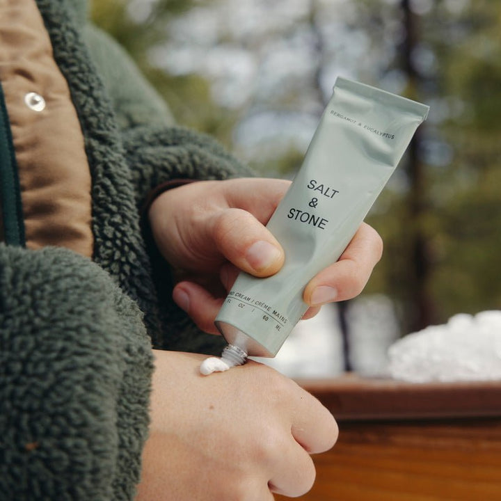 Salt and Stone Hand Cream Bergamot & Eucalyptus - on hand